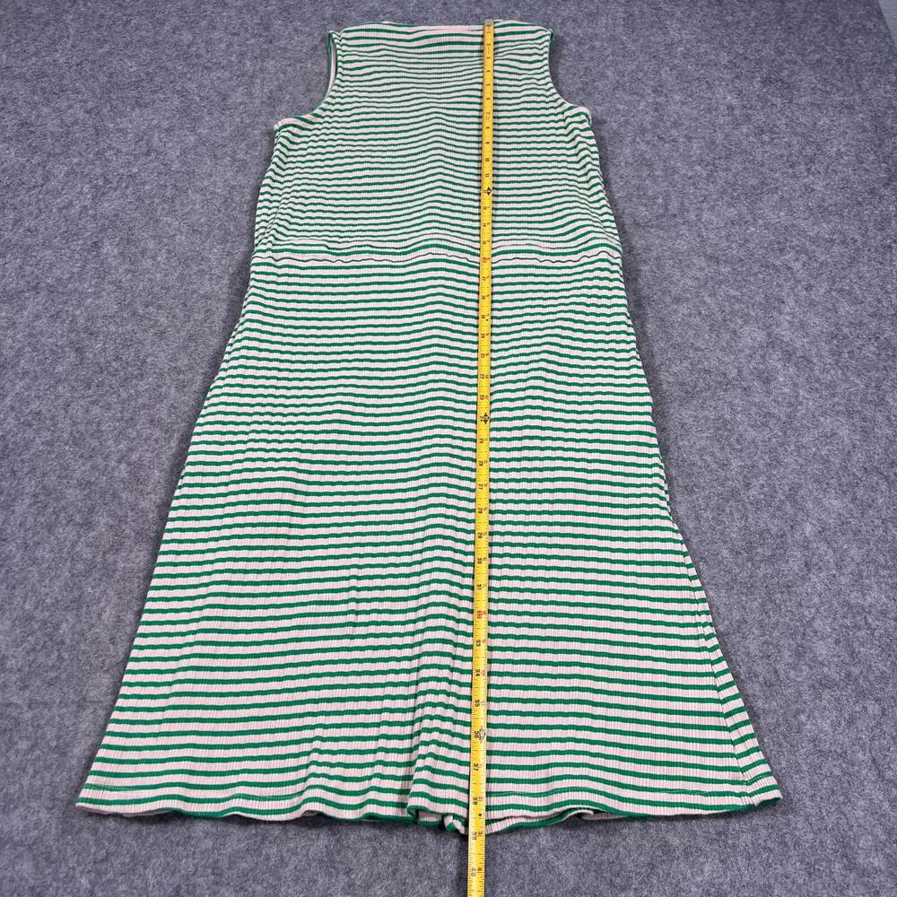 THE TINY BIG SISTER Green Beige Striped Ribbed Knit Shirt Dress Women's 34 US 2 - Picture 7 of 8